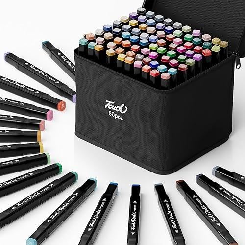 Touch-5 Art Markers Set, 80 Colours, Dual Tip, Professional Graphic Design and Illustration, with Carrying Bag