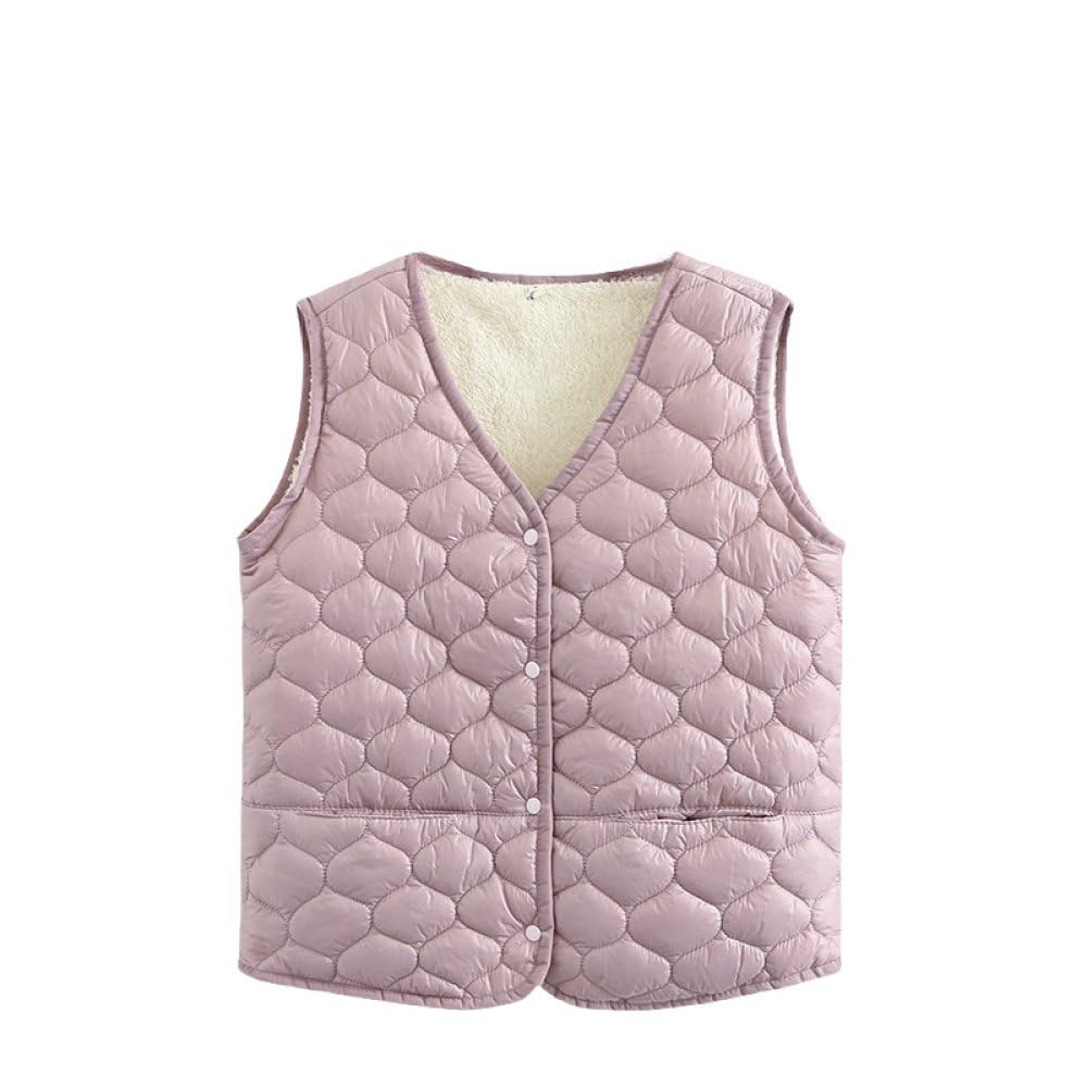 Doudoune Femme Sans Manches,Gilet Matelassé Femme Plus Velours Rose Veste Courte Sans Manches Steppweste Gilet Élégant Manteau Sans Manches Hiver Chaud Femmes Gilet À L'Intérieur Porter Accueil