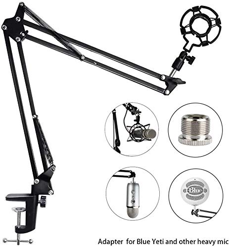 Soporte Micrófono Brazo con Araña,para Snowball Blue Yeti Microfono de pie Universal más de 45 mm para Mesa Estudio de Grabación, Radiodifusión