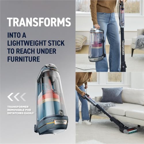 Image of Shark PowerDetect Transformer Upright Vacuum, Midnight Steel, LX5002 | With DuoClean Detect, Reveal Technology, and Self-Cleaning Brushroll