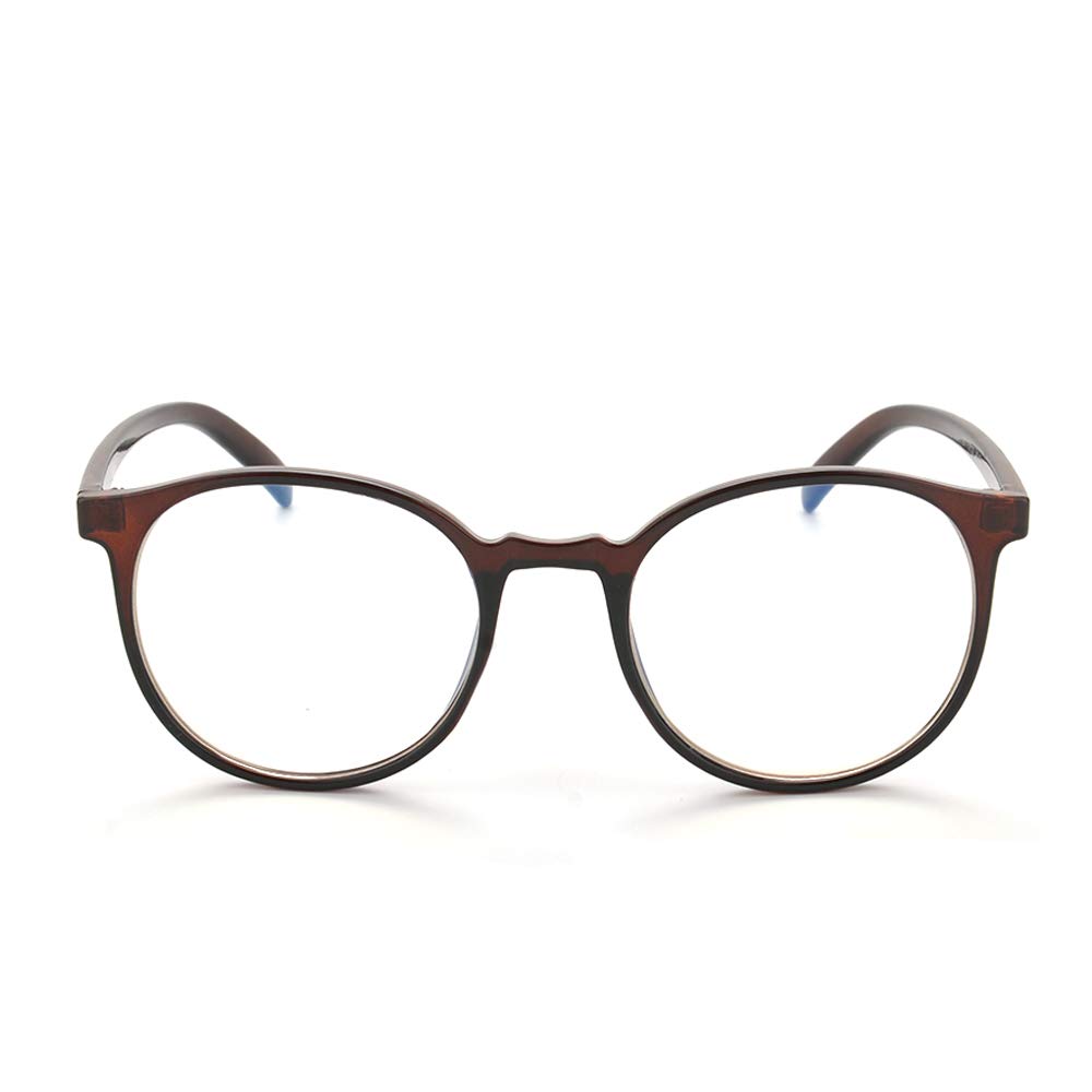 GudzwsRetro Big Round Frame Anti Blue Light Glasses Work for Wide Face Unisex