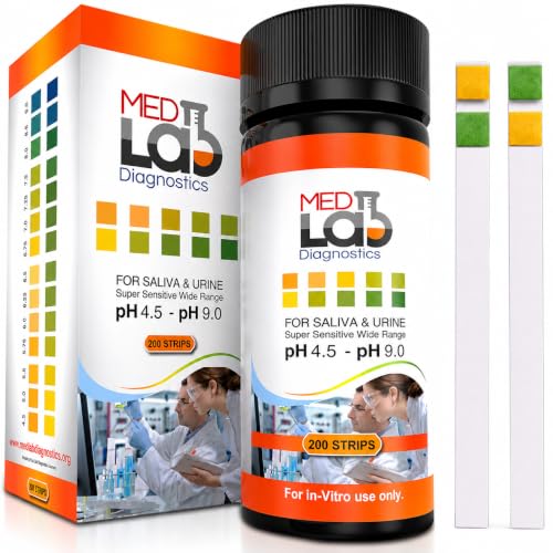 Med Lab 200 pH Test Strips 4.5–9.0 for Urine and Saliva Body pH Testing