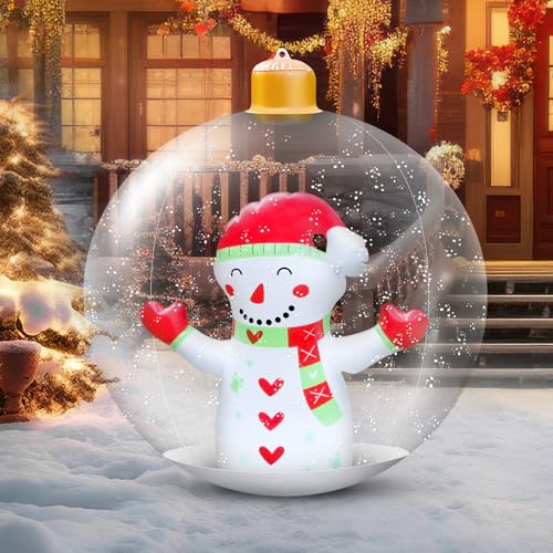 Inflatable Christmas Snowman Ball, 24 Inch Large Inflatable Outdoor Decorations Balls, Christmas Xmas Blow Up Ball for Yard, Lawn, Pool Decorations