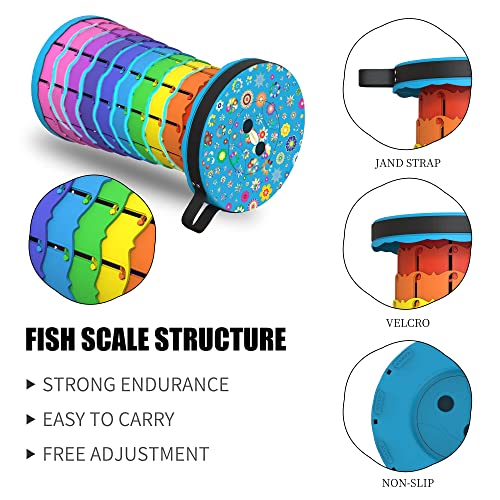 Image of ALEVMOOM Upgraded Portable Collapsible Folding Stool Retractable Telescoping Stool for Adults Sturdy Capacity 440lbs Camping Chair for Outdoor Hiking Garden BBQ