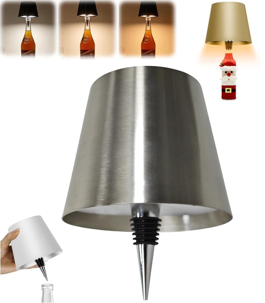 oddmmo Wireless Wine Bottle Lamp Shade for Christmas, Rechargeable Touch Control LED Desk Lamp for Liquor Bottles, Restaurant & Bar — image 1
