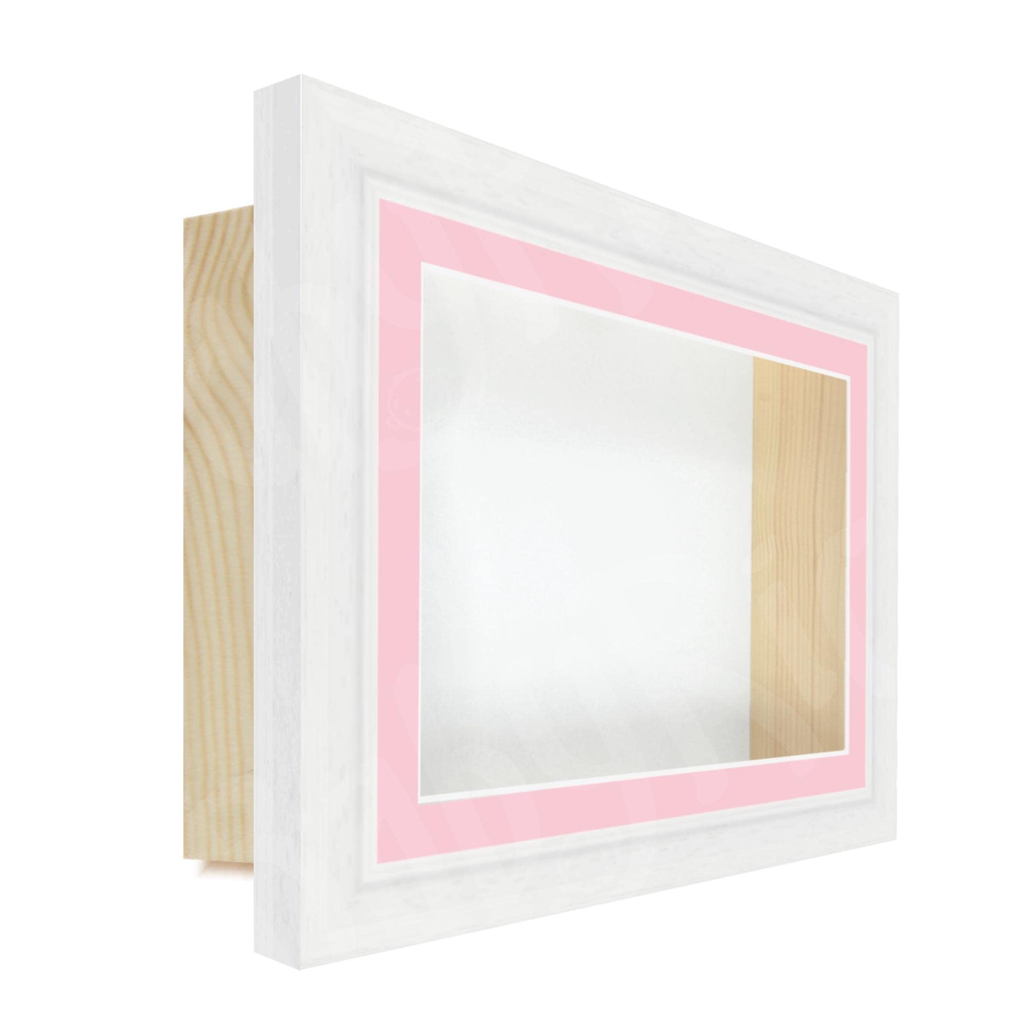 White Wood Deep Shadow Box Frame 3D Display, Pine Box (Pink Mount / White Backing, 16x20" Acrylic (14x18" Display), 2.75" Deep)