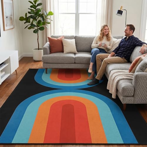 Tapete lavable azul 6x9 ultra fino suave Boho miniatura 2