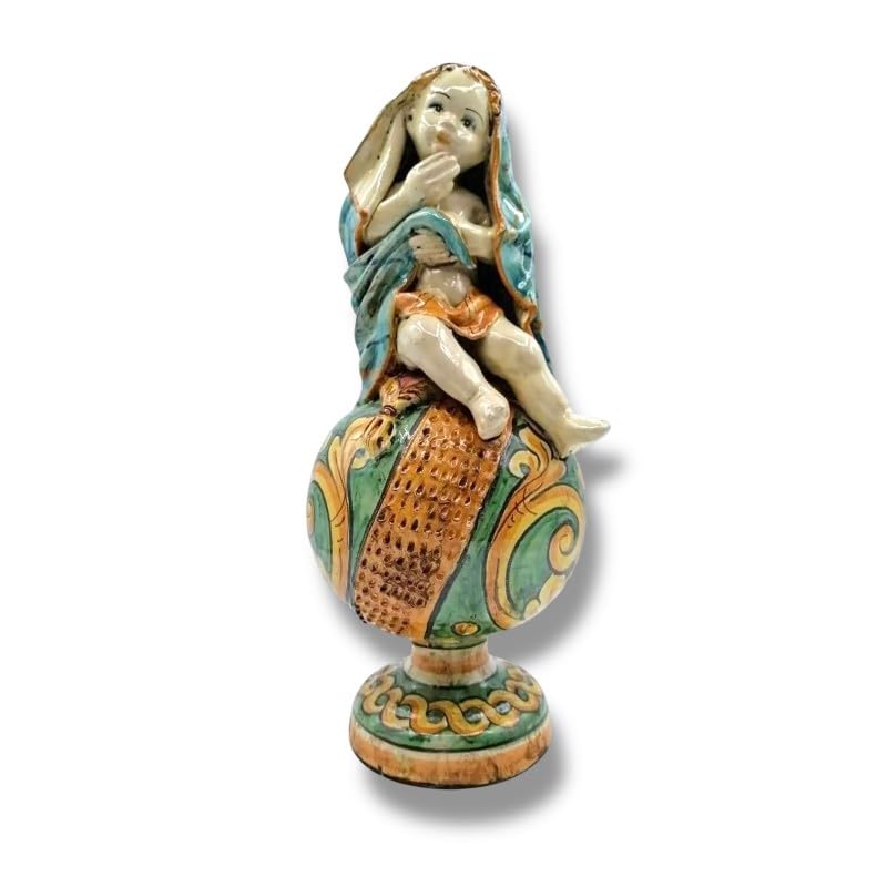 Putto sobre Esfera cerámica Caltagirone regalo de alta decoración