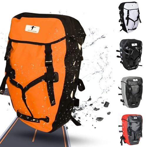 Red Loon wasserdichter Fahrrad Rucksack Fahrradrucksack 22L Pro orange/schwarz - Rolltop Backpack mit Reflektorpunkten - Rucksack LKW-Plane reißfest aus superstrapazierfähigem Material Red Loon wasserdichter Fahrrad Rucksack Fahrradrucksack 22L Pro orange/schwarz - Rolltop Backpack mit Reflektorpunkten - Rucksack LKW-Plane reißfest aus superstrapazierfähigem Material