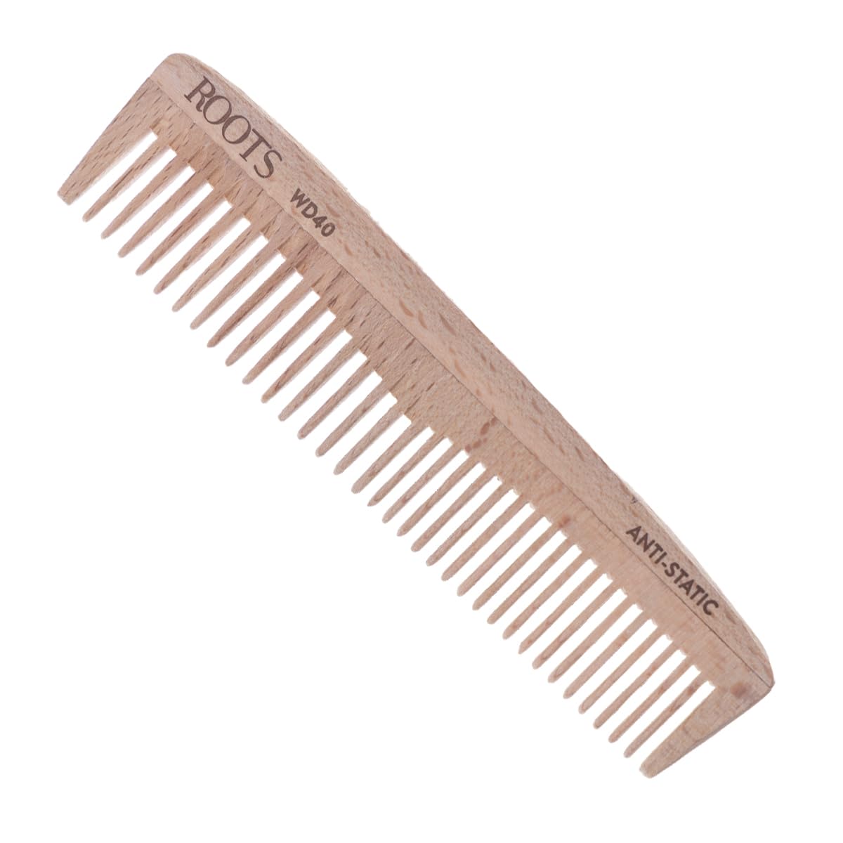 ROOTS Wooden Comb | Dual Teeth For Styling & Detangling | Rounded Teeth prevent Hair damage | 100% Natural Wood | Anti-Frizz | For Dry Hair | For Men & Women | Length - 5.7 Inch, Model No - WD40