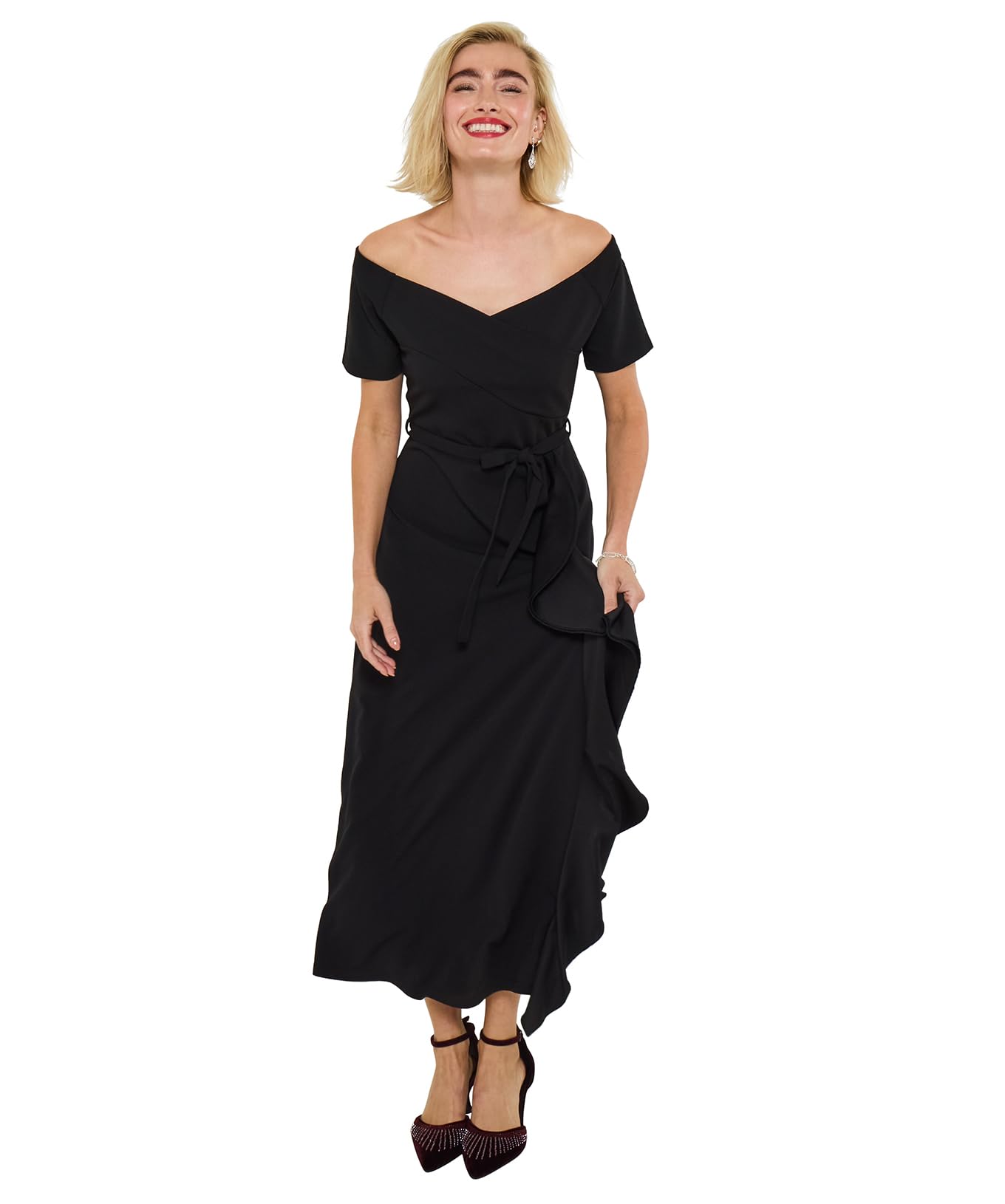 Joe Browns Women's Full Skirted Stretchy Jersey Dress, Black, 38 Pequeño