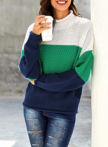 Image of Dokotoo Womens 2026 Winter Fall Solid Turtleneck High Neck Balloon Long Sleeve Sweaters Pullover Outerwear