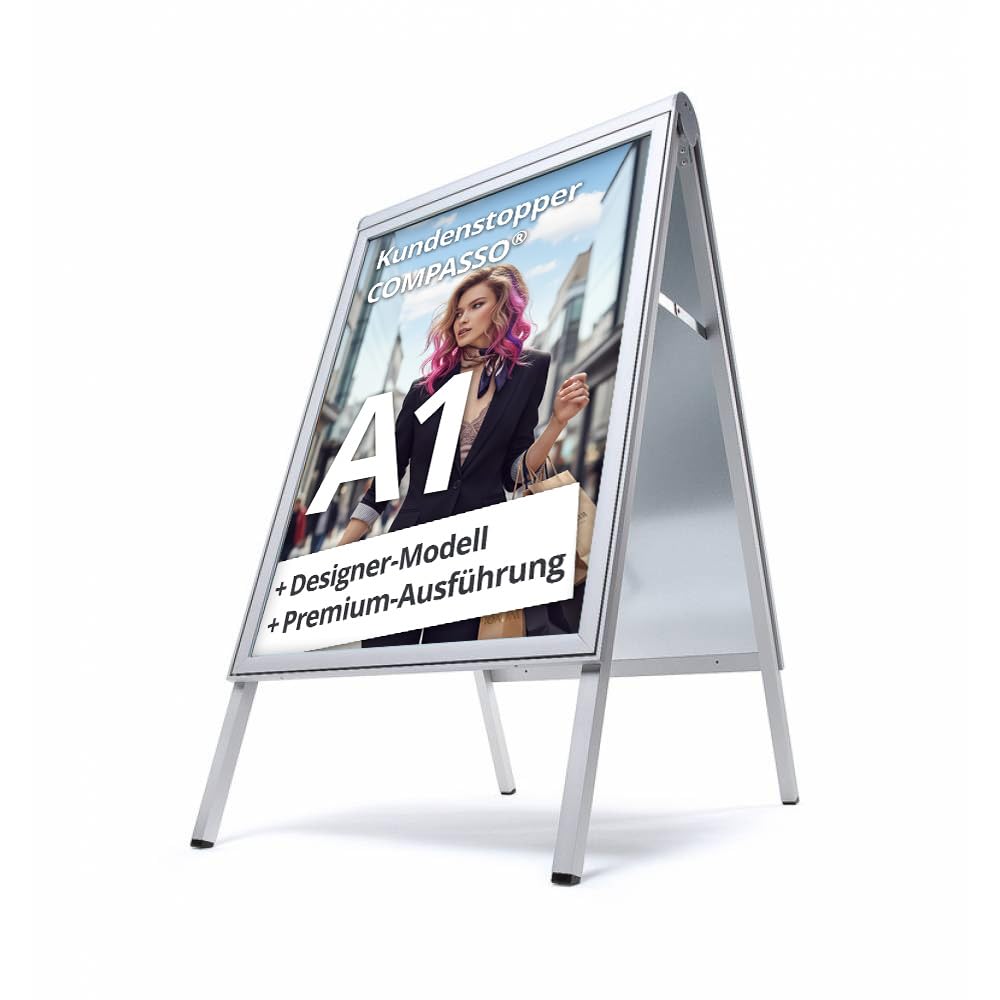 Kundenstopper A1 wasserdicht mit Schutzfolientaschen Plakatständer wasserfest Alu DIN A1 beidseitig