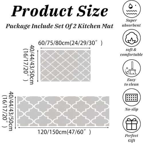 Alfombrillas de cocina lavables y duraderas con base de seguridad antideslizante gris carbón 3