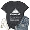 Women's Murderino Arrow Graphic Cute T Shirt Letter Printed Short Sleeve Tees Casual O-Neck Tops Size Large (Grey)