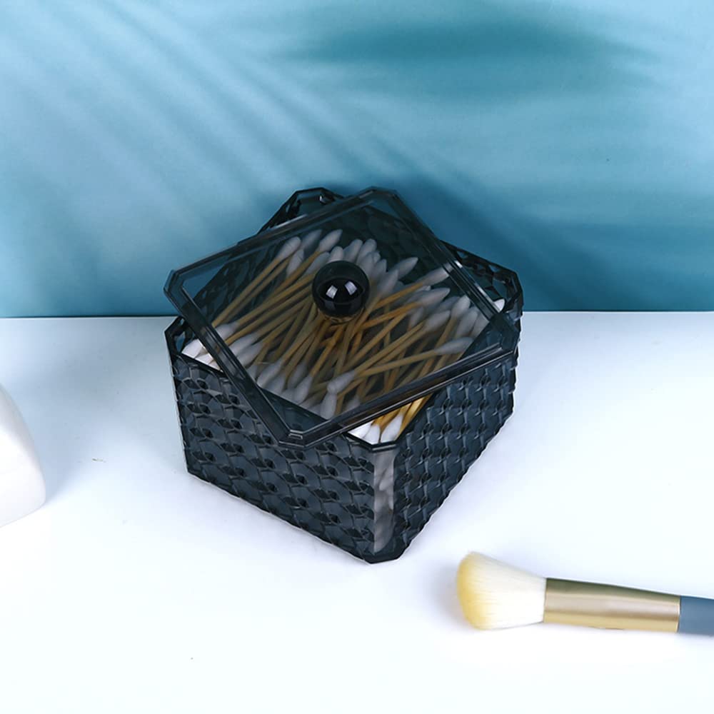 2 Pezzi Pratico Porta Cotton Fioc, Porta Cotton Fioc, Organizer Bagno con Coperchio, Set Organizer per Make Up, Contenitore per Dischetti di Cotone, Utilizzato in Camera da Letto, Bagno, Toletta
