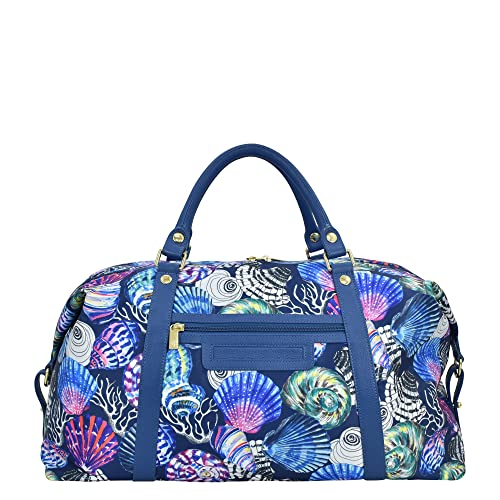 Image of Anuschka Great Escape Duffel Bag - Wanderlust Collection - Nylon Fabric with Genuine Leather Trim and Artwork Print