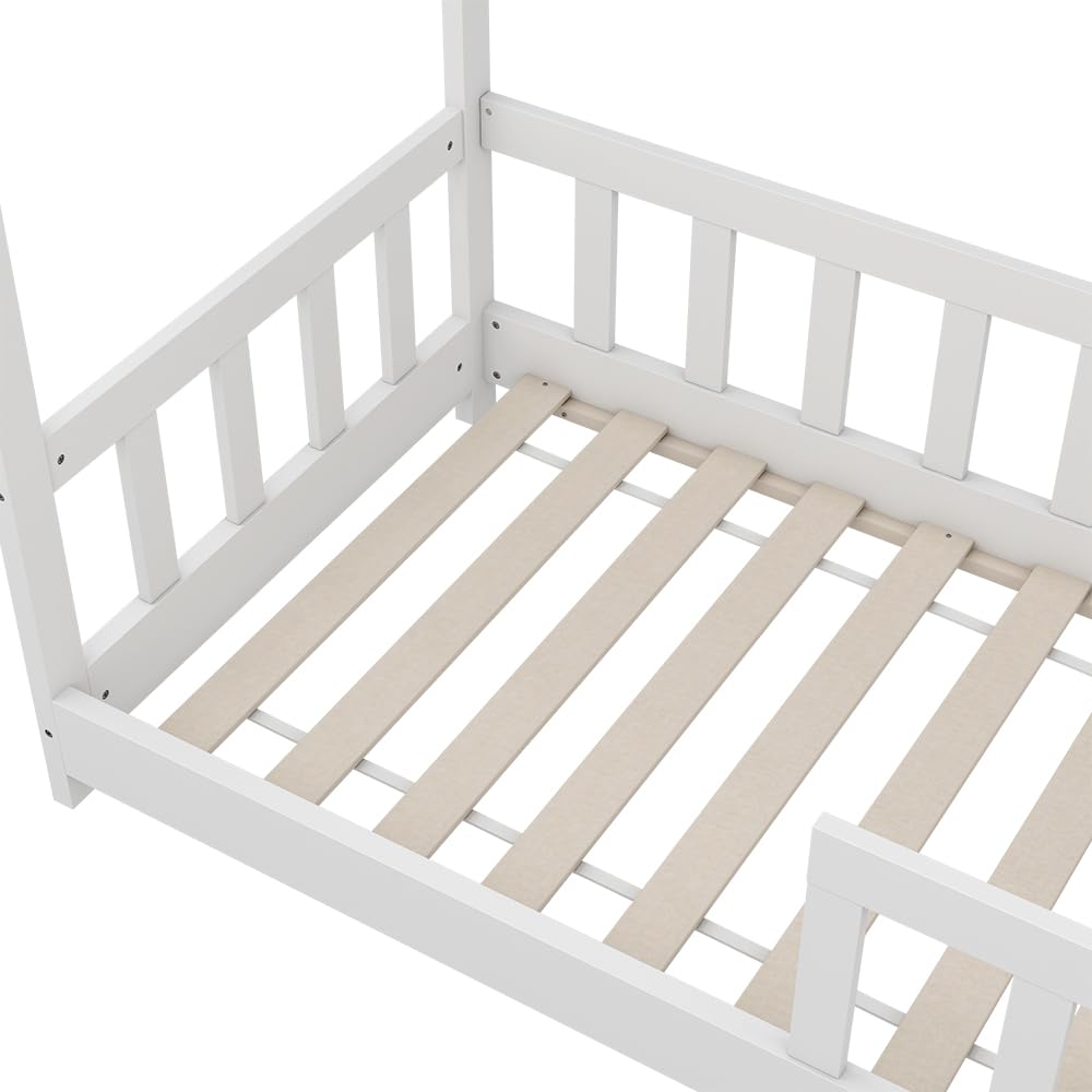 VitaliSpa Cama en Forma de casa Michelle, Blanco, 70x140 cm | con protección anticaída, apto para colchones de 70x140 cm, combinable con accesorios