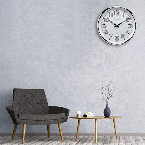 Plumeet Night Light Wall Clocks - 13 Inches Clock with Silent Non-Ticking Glowing Function - Great for Home Kitchen Bedroom - Large Number Battery Operated (Green Light) - Thumbnail 4