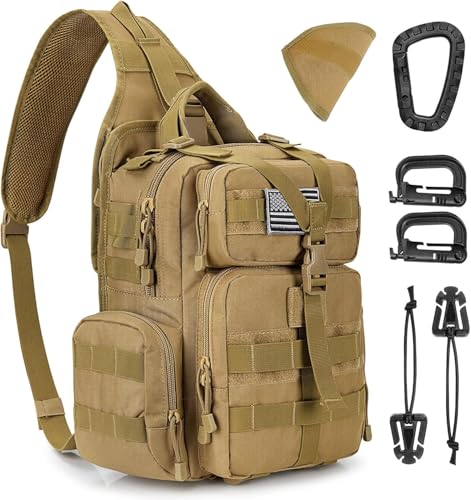 G4Free Tactical EDC Sling Backpack, Molle Shoulder Bag Tan