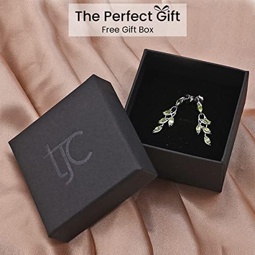 TJC 925 Sterling Silver Leaf Vine Pattern Dangle Drop Earrings for Women and Girls Multi Gift for Mother/Wife/Girlfriend