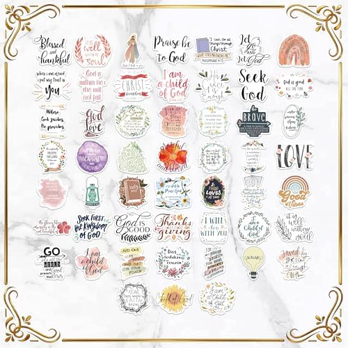 200 PCS Christian Bible Verse Jesus God Stickers - Waterproof Vinyl Scripture Stickers for Bible Journaling Supplies, Water Bottles, Laptops, Notebooks - Religious Inspirational Decals for Faith Gifts - 3