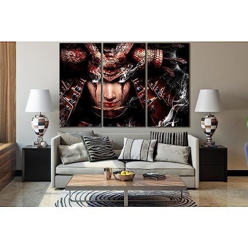 Lienzo de mujer Samurai ZELLART WTD SL1254 tríptico moderno de 150 x 100 cm para salón