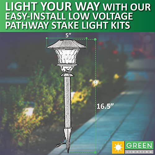 Greenlighting Low Voltage Landscape Lights, (6 Pack- Lights, Stakes & Quick Connectors) Led, Landscaping Lighting, Yard Lights, Pathway, Outdoor Walkways & Path, Garden, Waterproof, Metal Black #TOP4