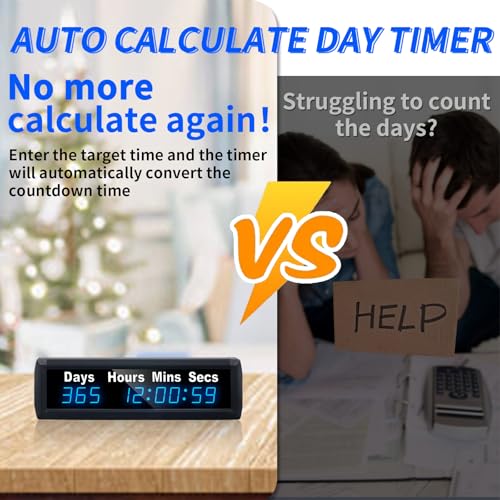 YZ Digital 999 Days Countdown Timer, Count Up/Count Down Clock with Remote, 12/24 Hour Real Time, Event Countdown Clock Large Display, Countdown Calendar for Retirement/Pregnancy/Birthday/Christmas by YZ - Image 2
