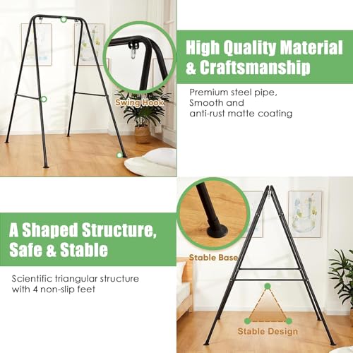 LIODUX Hammock Chair Stand - Max Load 330lbs, Heavy Duty for Outdoor or Indoor Use, Hanging Chair Not Included (Black)