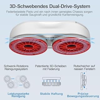 HUTT S55 Pro Fensterputzroboter mit 3D-Schwebepads, 6500Pa Saugkraft, HydroJet-Pumpspray, SLAM 4.0 Navigation, 80ml Wassertank, Mehrstufiges Sicherheitssystem