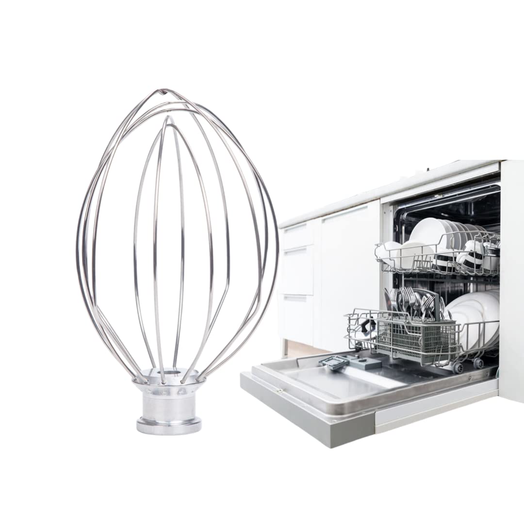 Fouet En Acier Inoxydable CINDTRGA 5K452WW - Compatible KitchenAid 5KSM90-5KSM185 - Idéal Pour Gâteaux Et Mousses Parfaites