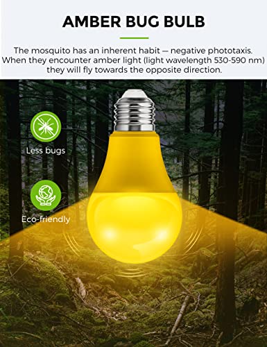 Image of L LOHAS LED Yellow Bug Light Bulbs Outdoor, A19 9W Bug Lights for Outside