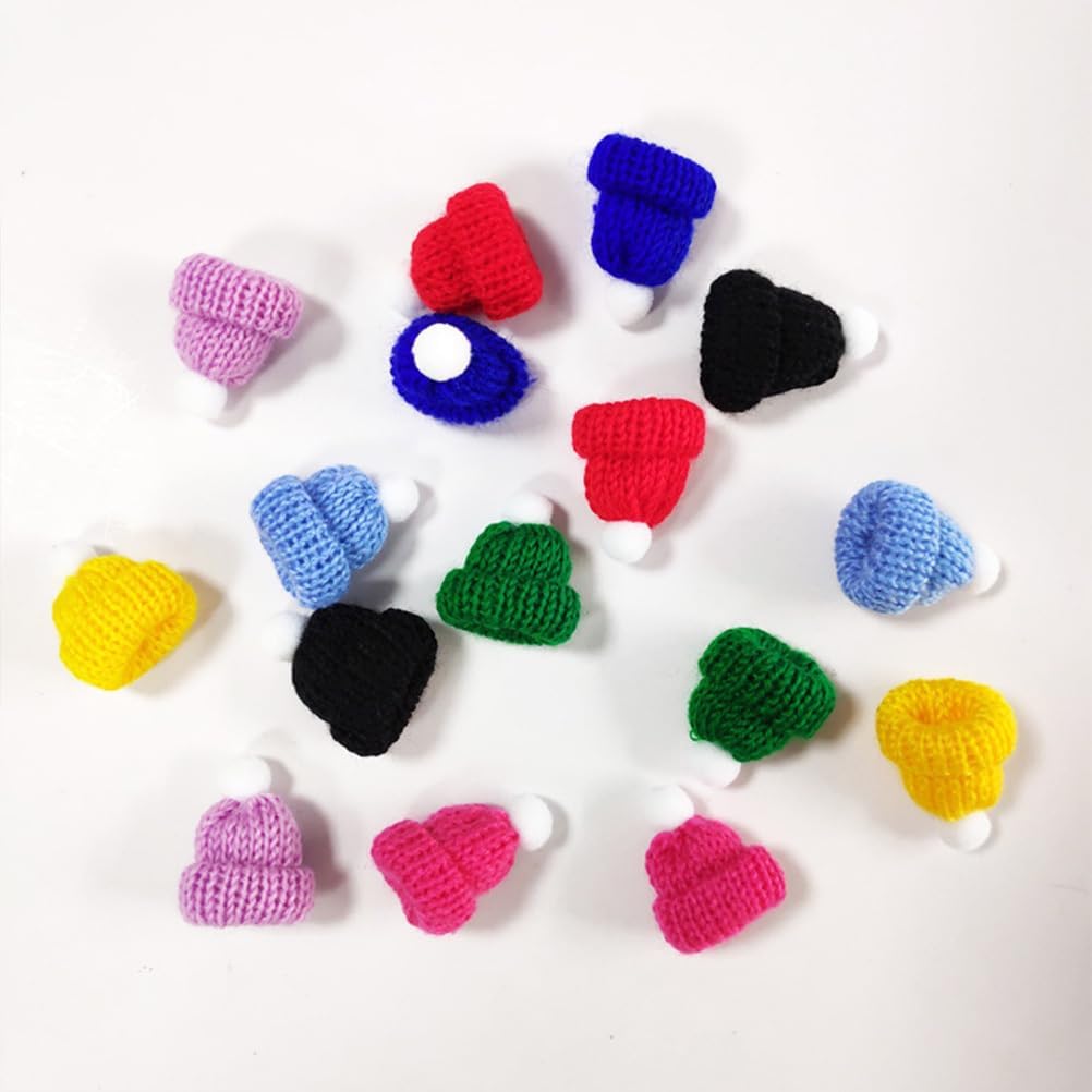 Toddmomy 10pcs Mini Knitted Christmas Hats Mini Christmas Knit Hats for Ornaments DIY Art and Craft(Dark Blue)
