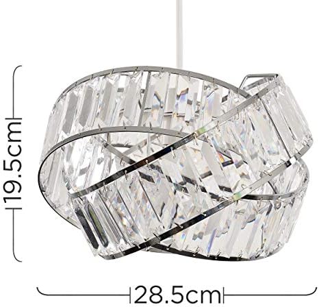 Pair of - Modern Polished Chrome & Clear Acrylic Jewel Intertwined Rings Design Ceiling Pendant Light Shades