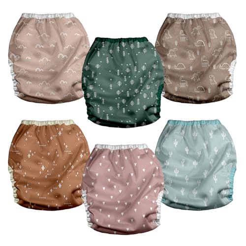 Image of Mama Koala Reusable Adjustable Cloth Diaper Covers with Double Gusset for Girls and Boys, Snap Closure, Size M(Simply Neautrals)