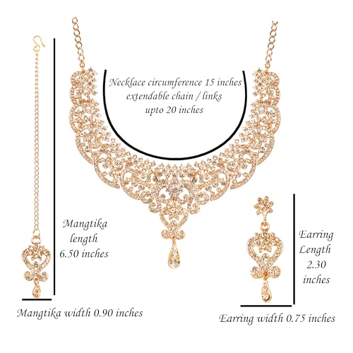 Touchstone Indian Floral Rhinestone Necklace Set for Women, Gold Tone by Touchstone - Used condition - Image 2