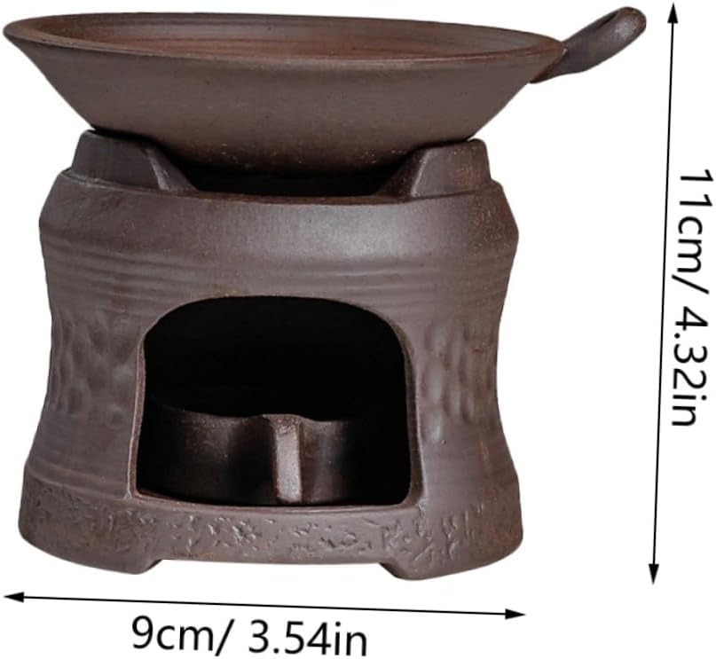 Ceramic Teapot Warmer Brown Tea Stove Holder with Candle Holder Non-Slip Base Tea Heater for Brewing