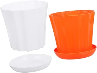 Sosoport 2sets Wave Edge Flower Pots and Petal Shaped Drainage for and Cactus Gardening for Home Decor and