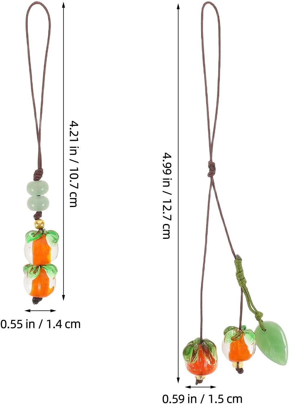 BESPORTBLE 2pcs Cute Phone Charm Wristlet with Persimmon Pendant for Women, Lightweight Plastic Phone Case Accessories, Secure Attachment, Multipurpose Usage for Camera and Backpack, image 2