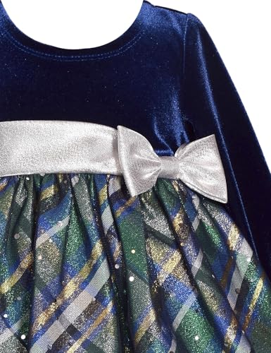 Bonnie Jean Baby Girls 3M-4T Velvet Taffeta Plaid Christmas Dress2