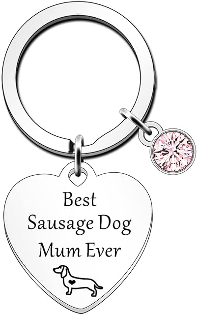 FMCC Sausage Dog Mum Gifts -Sausage Dog Gifts for Women Keyring Christmas Birthday or Mother's Day Sausage Dog Keyring