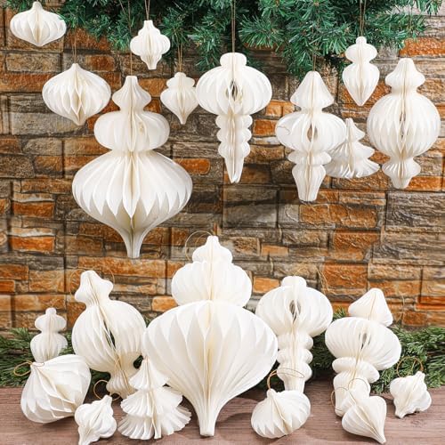 12 Pcs Christmas Large Hanging Honeycomb Balls Jumbo 3D Paper Chr...