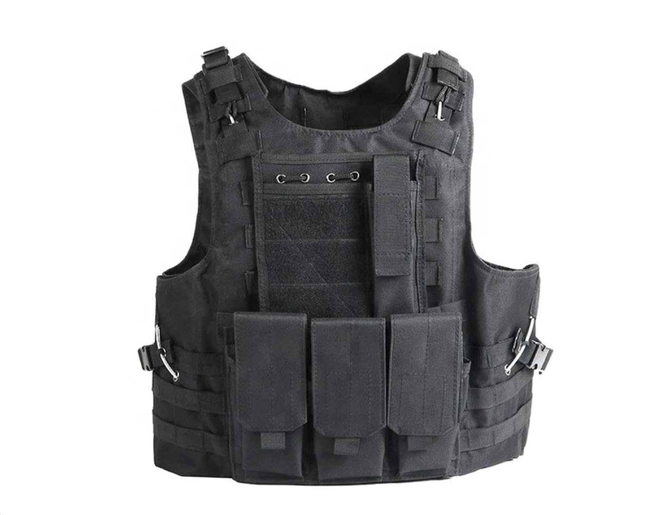 Chaleco táctico de entrenamiento para airsoft, paintball, combate, asalto, ejército, tiro, caza, al aire libre, chaleco de policía Molle, W negro , XL/3XL