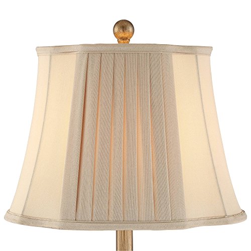 Regency Hill GV4215 Louis Traditional French Fleur-De-Lis Table Lamps 25.75 Inch High Set Of 2 Antique Gold Ivory White Pleated Bell Shade Decor thumb #3