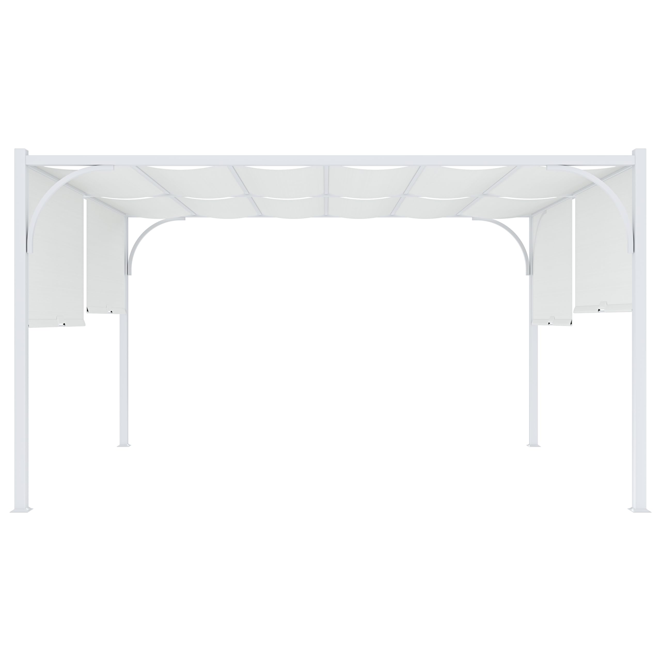 Gazebo Pergola 3x4 M Tetto Scorrevole Telo Bianco Impermeabile Retrattile Struttura Acciaio Bianco Giardino Terrazzo Piscina Esterno Campeggio Design Elegante Moderno