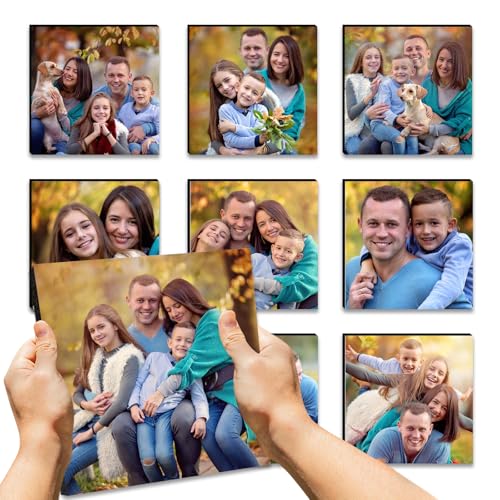 Chersinger Personalized Square Photo Tiles Peel & Stick Wall Decor (4/9/12 Pack)