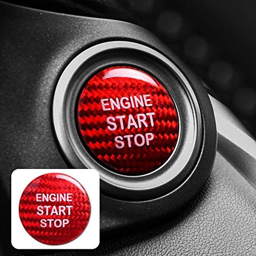レクサスエ エンジンスタートボタン、汎用エンジンスタートボタン直径30mm炭素繊維製 トヨタエンジンスタートスイッチ カーボンカッコいいダイハツスタータスイッチ 各種車スターターポイント全部車種パワーボタン 装飾アクセサリー (赤, 3cm)