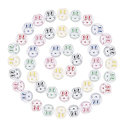 jeufun Colorful Resin Buttons for Baby Kids Cardigans Knitting Sewing Button80pcs 12mm Round Sewing Buttons Plastic Cute Rabbit Crafting Buttons for Art Craft Child Clothing Sewing Painting DIY Decor