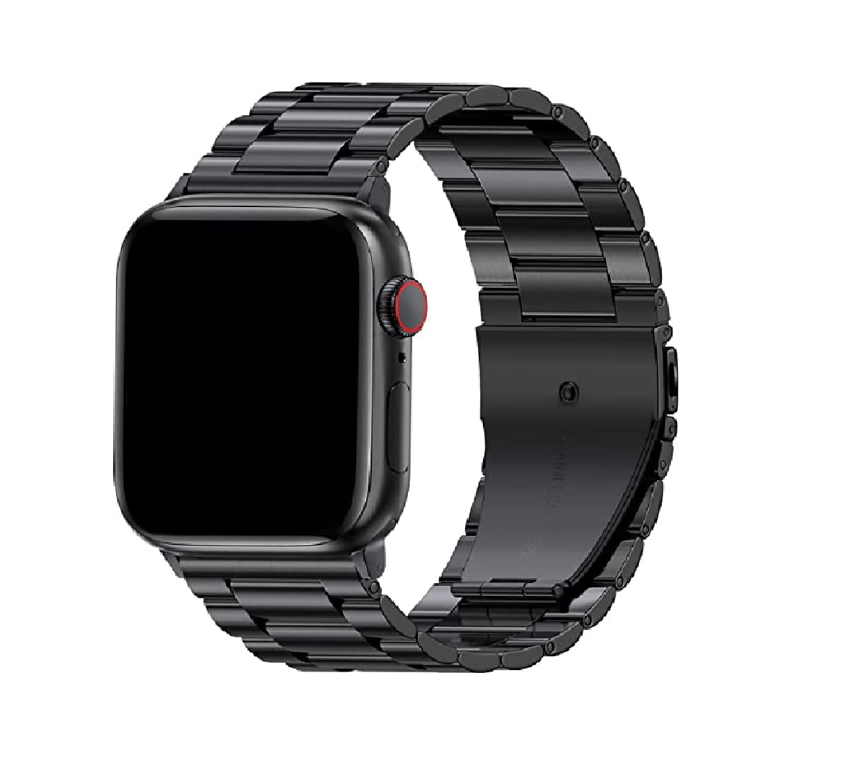 AINE Stainless Steel Bracelet Band Replacement For i-Watch Strap 49/45/44/42mm All Models Compatible with 9 8 7 6 5 4 3 2 1 SE,with Double Button Butterfly Clasp, Black